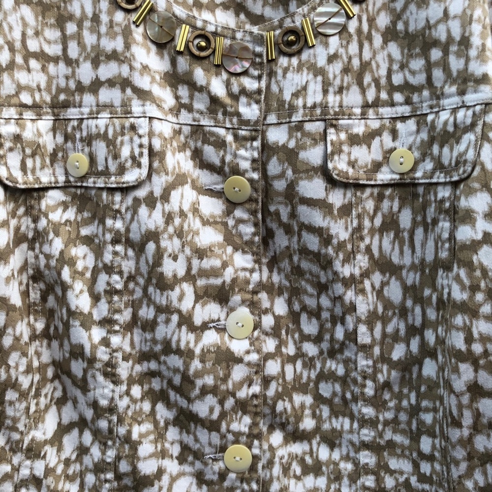 Ruby Rd. Snakeskin Jeweled Collarless Button Down… - image 4